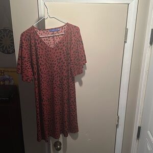 Brown animal print midi dress